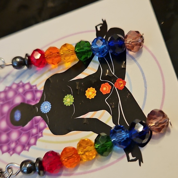 Seven Chakra Earrings - Multicolor Rainbow, NWT - Picture 2 of 3